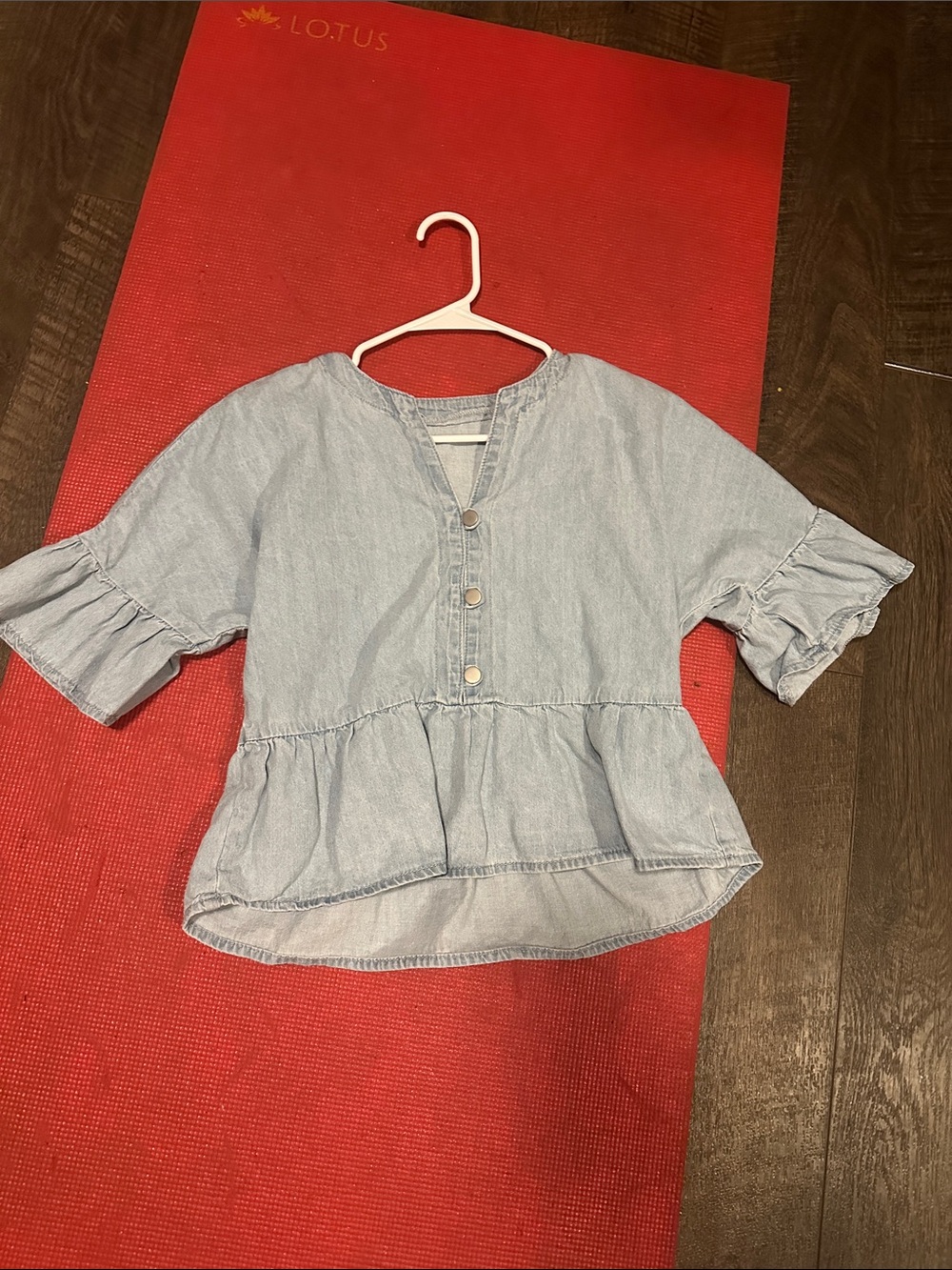 SHEIN Light Blue Ruffle Peplum Blouse